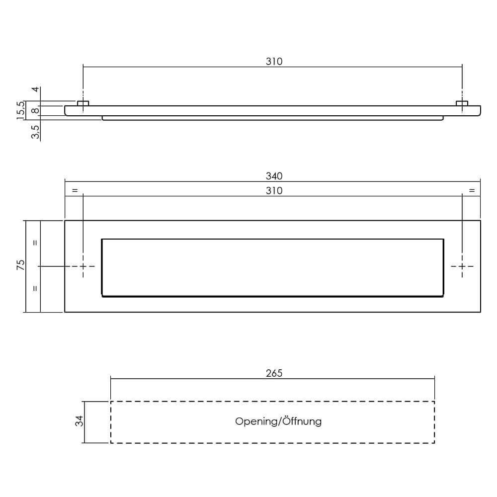 Regenrand des Briefkastens Posta gerades Messing Intersteel 8714186653654