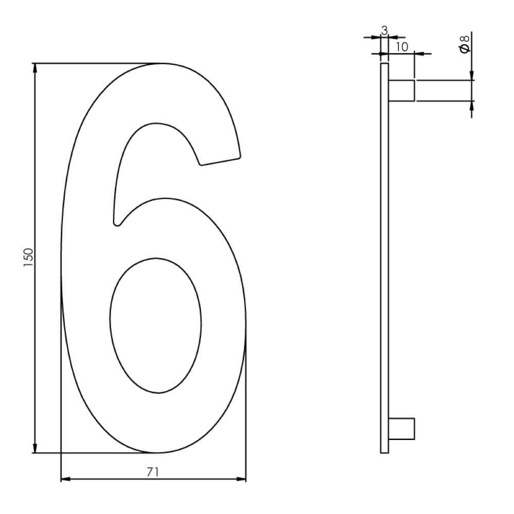 Hausnummer 6 Numbra 15cm Edelstahl Intersteel 8714186058343