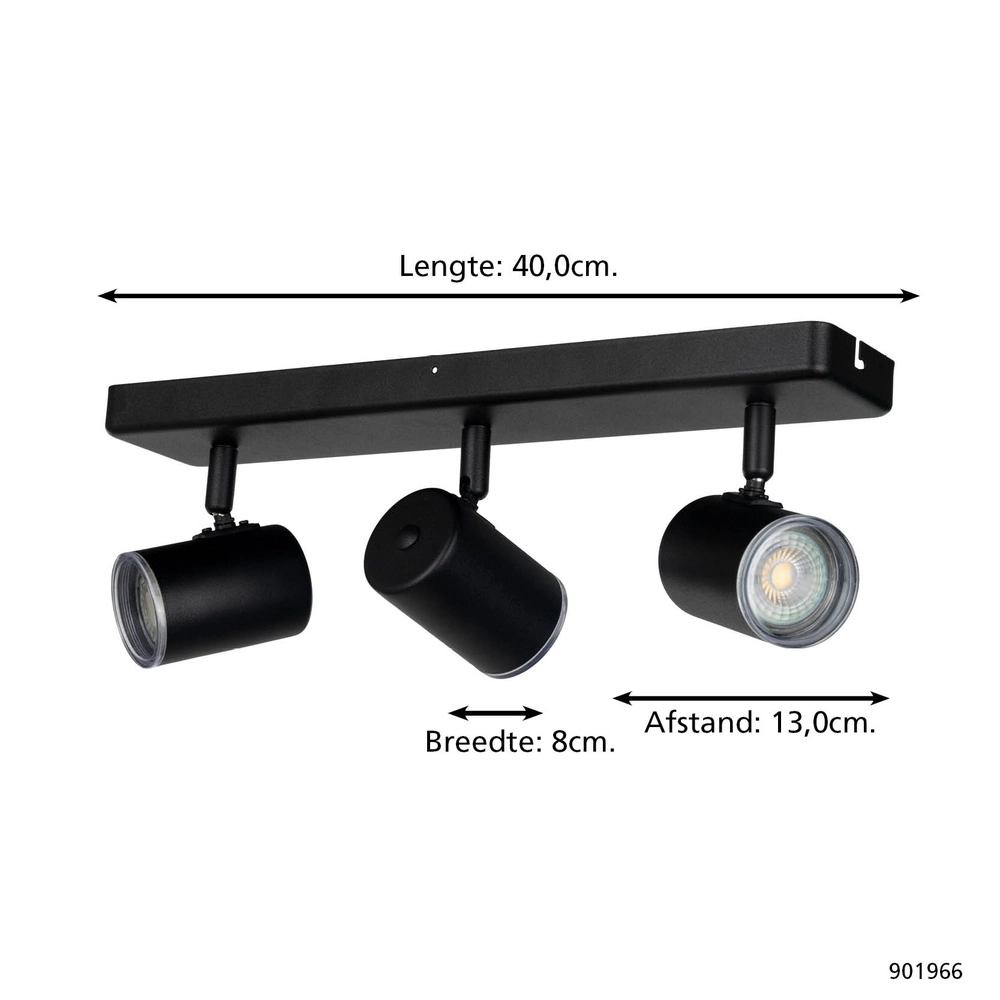 Aufputz-Spot Consuma 1 3-flammig gerade schwarz Eglo 9008606355945