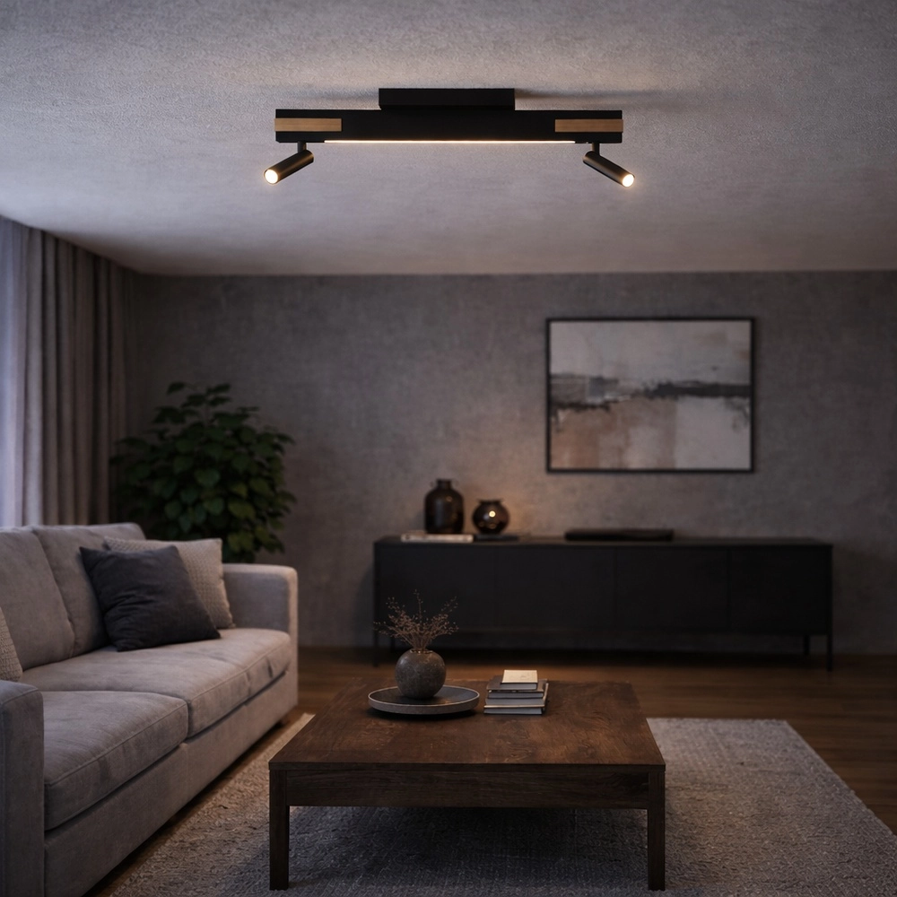 Design-Deckenlampe Streamline Schwarz mit Holz Brilliant 4004353463617