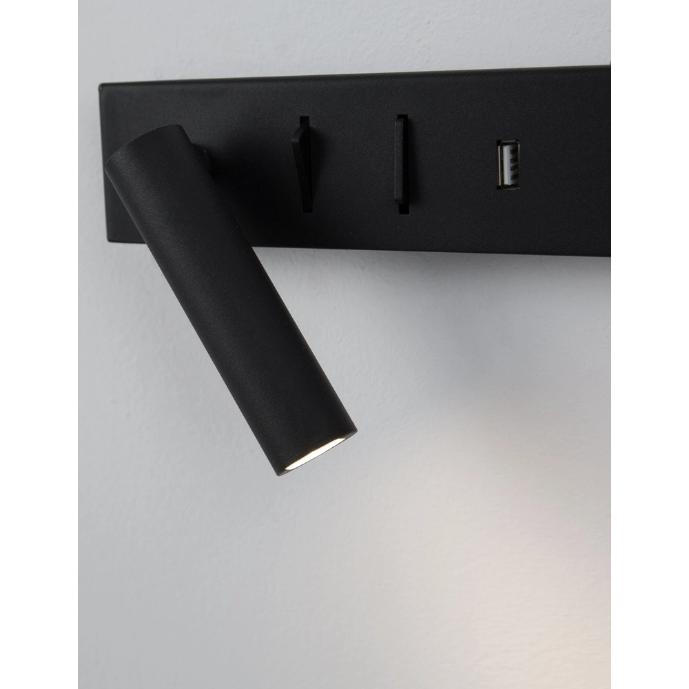 Nachttischlampe Vida Links schwarz mit USB Lyora 5212017427847