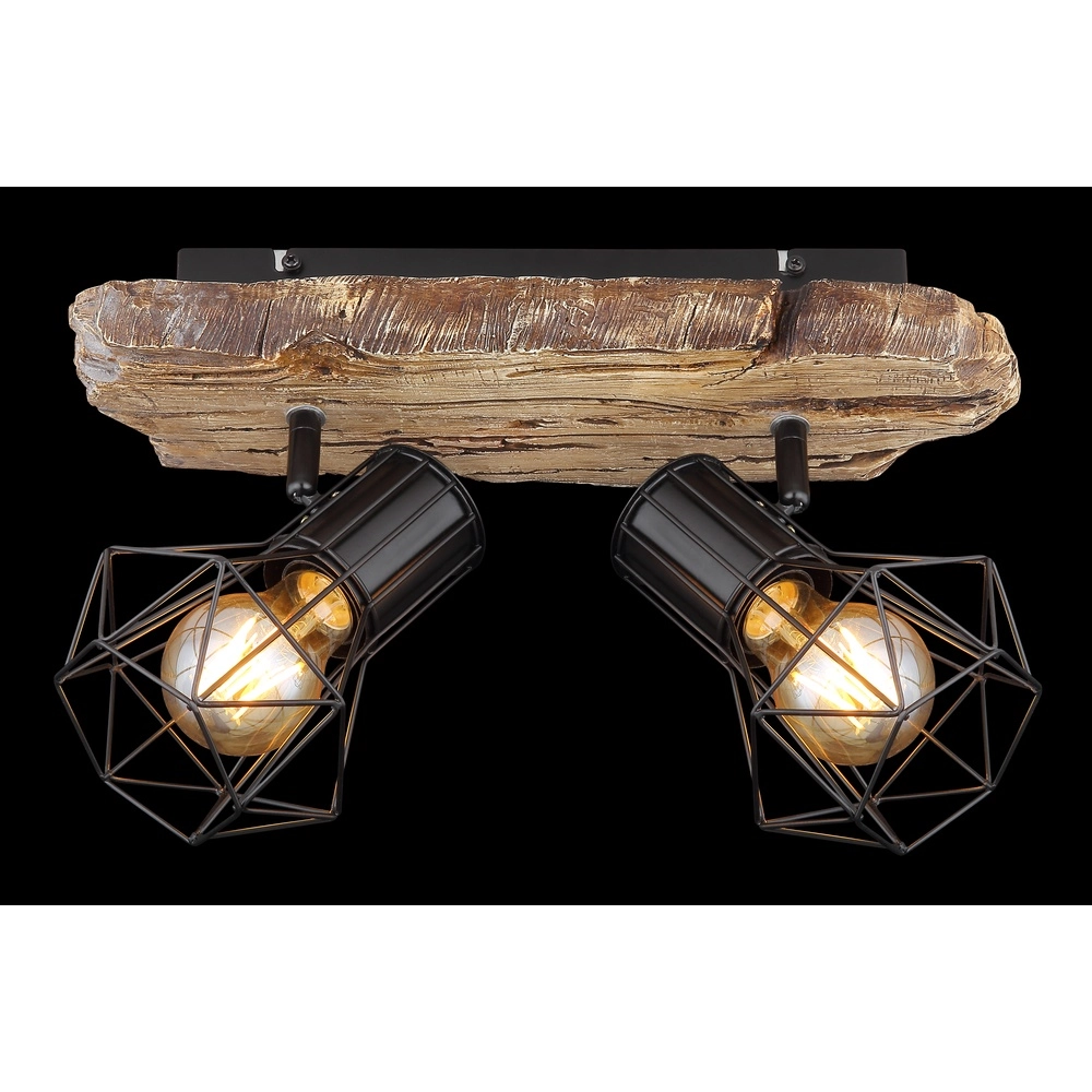 Deckenlampe Priska 2-helliges Schwarz mit Holz Globo 9007371442362