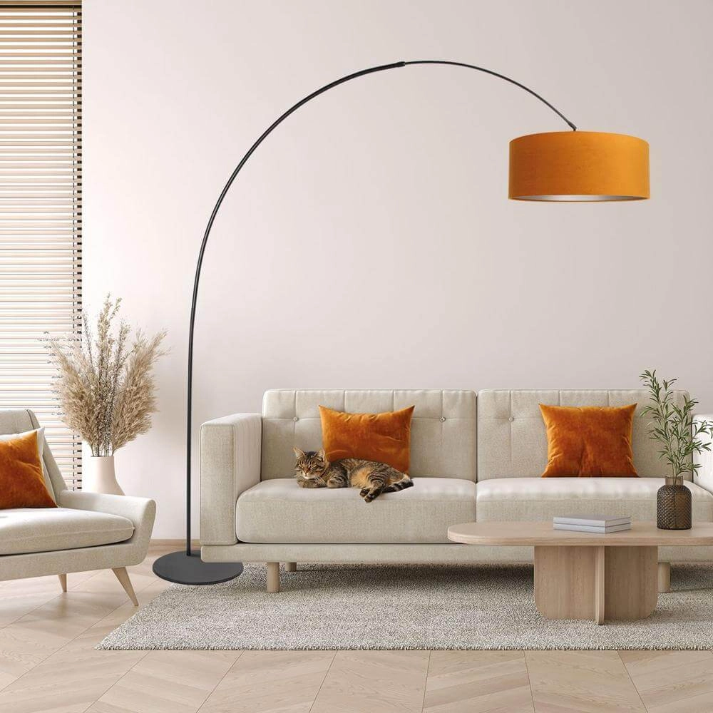 Stehlampe Curve schwarz mit Goldton Ø 50cm Steinhauer 8712746179453