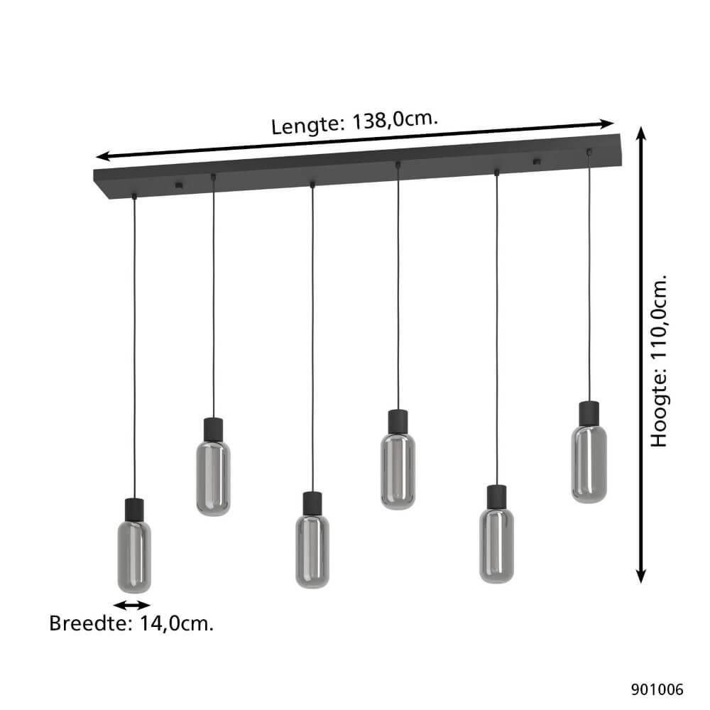 Hängelampe mit 6 Leuchten Majone Schwarz Eglo 9008606295302