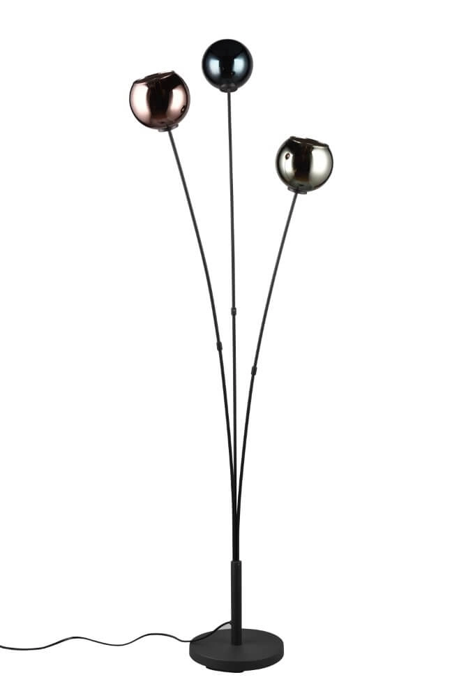 Design-Stehlampe Sheldon schwarz mit Rauchglas