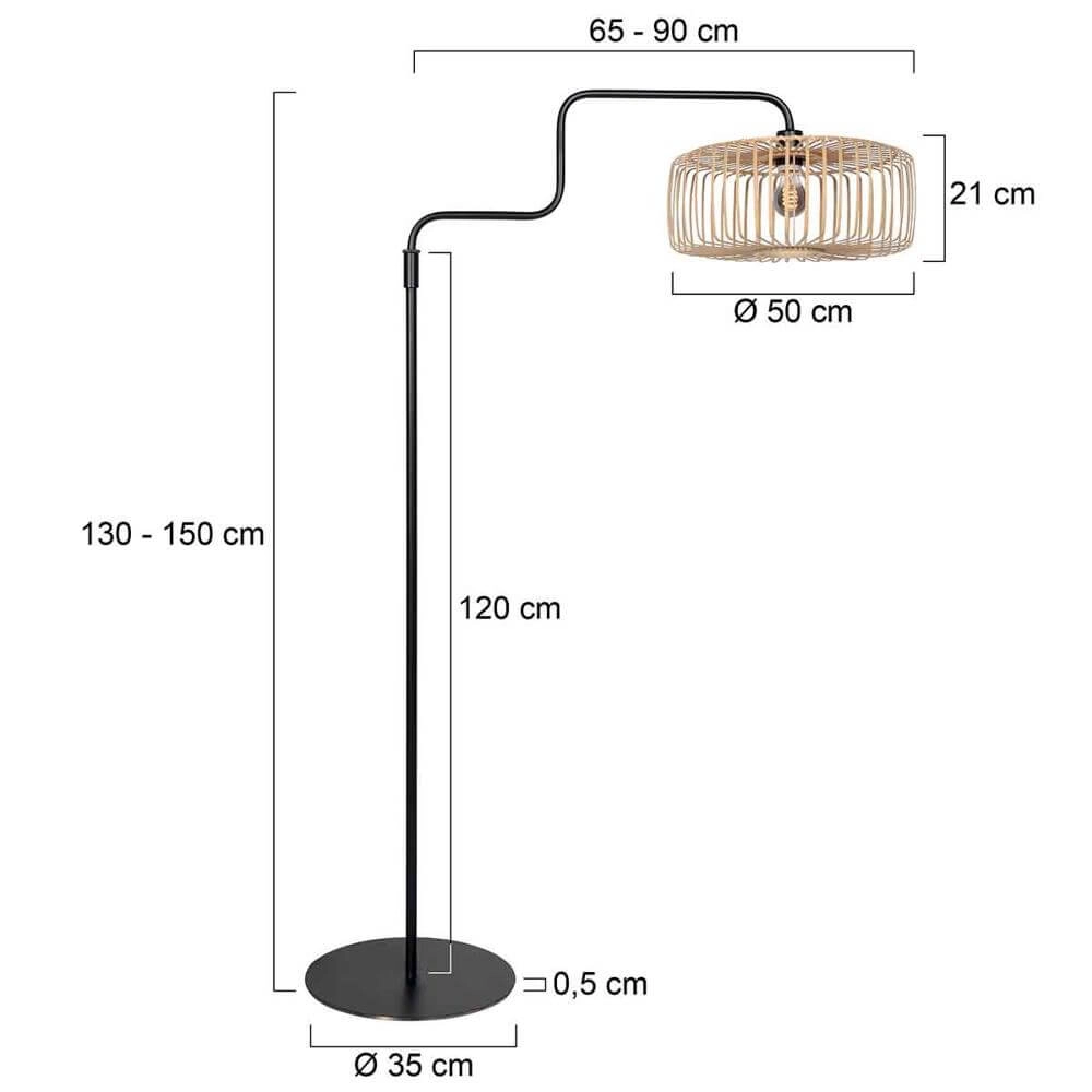 Stehlampe Bloeba schwarz mit Bambus Steinhauer 8712746176919