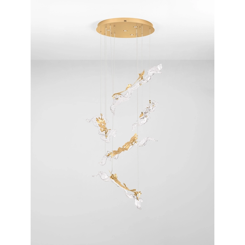 Goldene Pendellampe Avesa mit klarem Glas Ø 60 cm Lyora 5212063500433