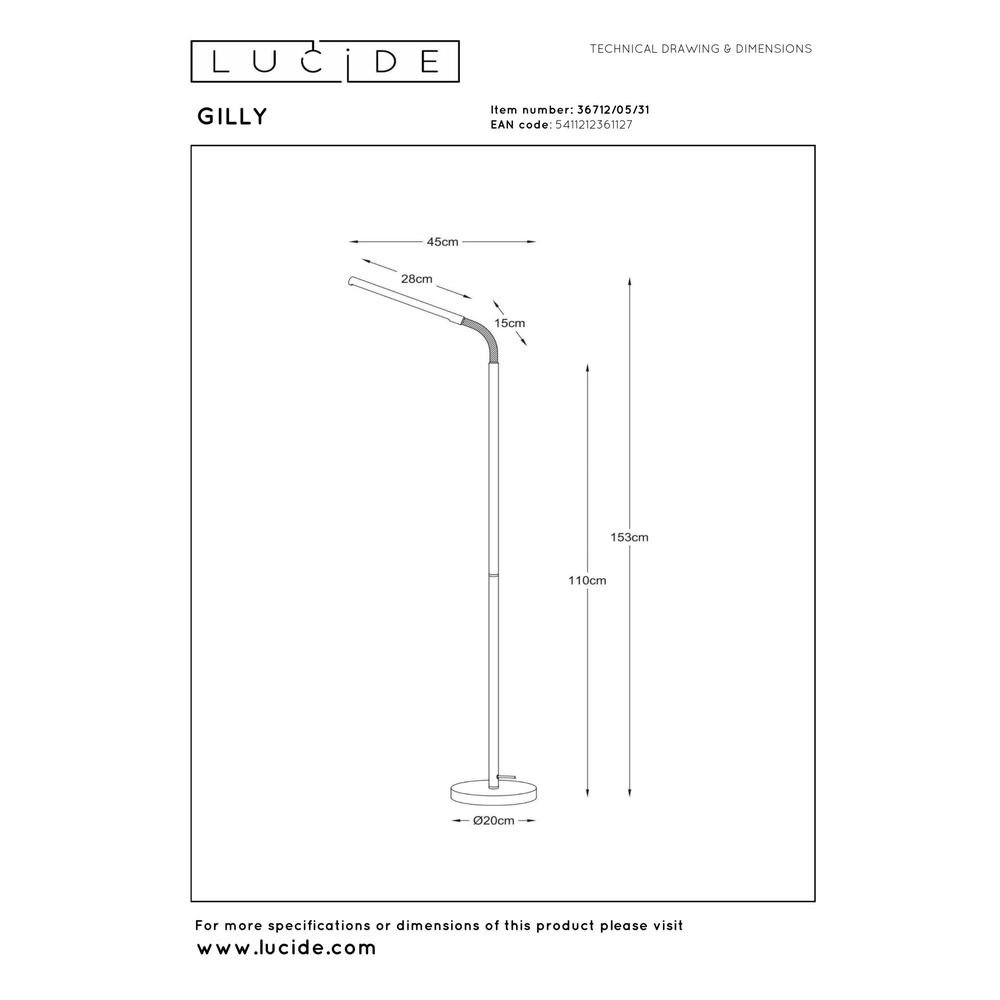 Design-Leselampe Gilly Weiß Lucide 5411212361127