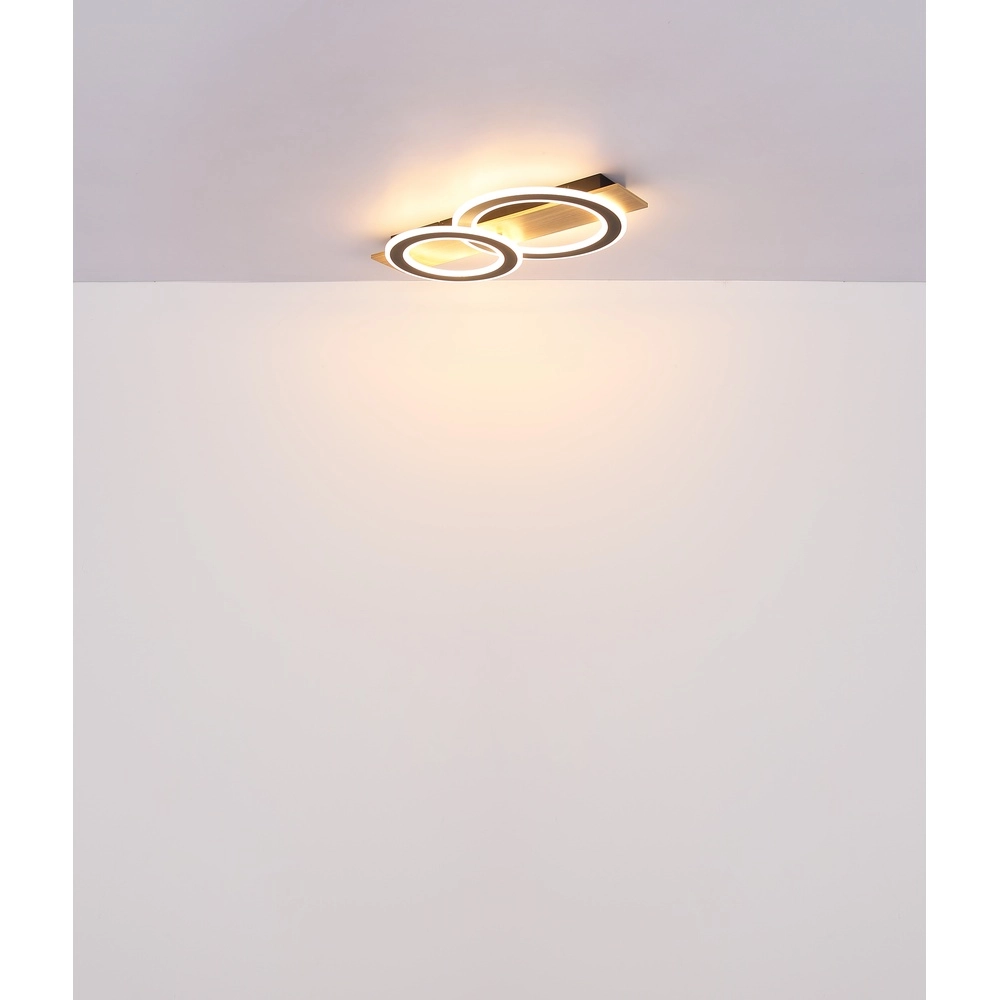 Design-Deckenlampe Jayden Schwarz mit Holz 3 Ringe Globo 9007371468409