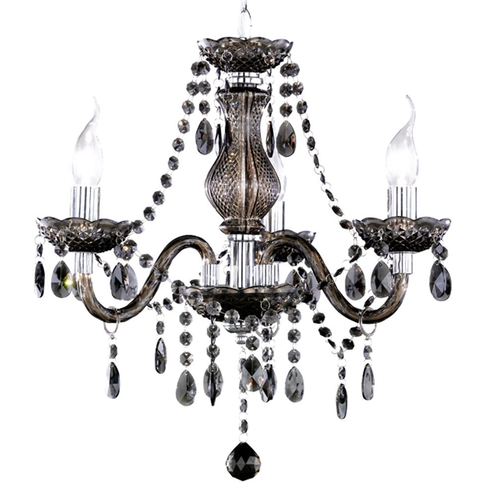 Kronleuchter Luster Crystal 40 cm 3 Licht schwarz transparent Trio 4017807223828