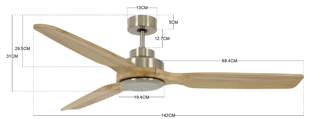 Deckenventilator aus hellem Holz Shoalhaven Ø 142cm Beacon 9333509136552