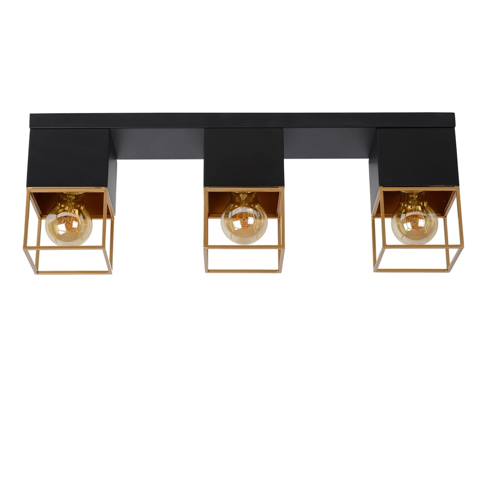 Elegante Deckenlampe Rixt 3-hell schwarz mit Gold