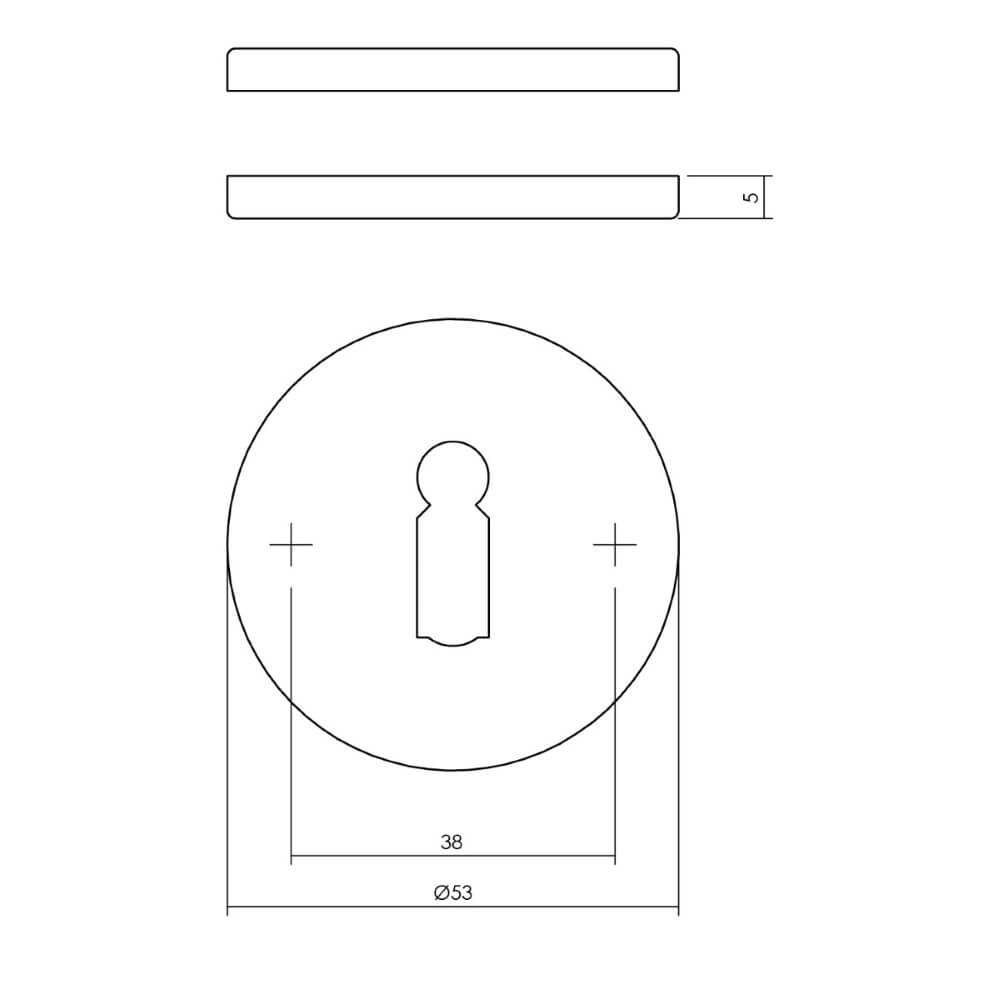 Set mit 2 Schlüsselrosetten Tira Edelstahl Ø 53mm Intersteel 8714186586662
