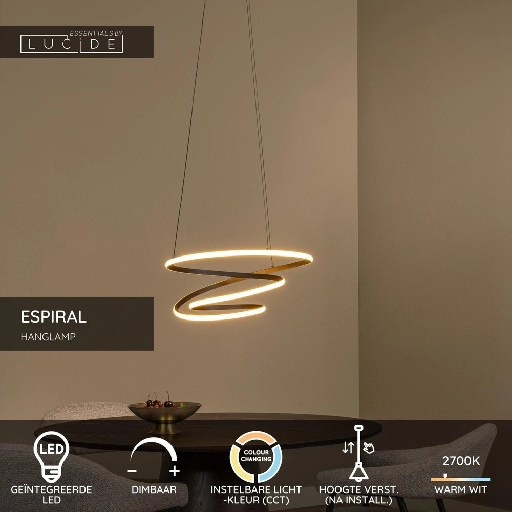 Moderne Pendellampe Espiral schwarzer 40W Lucide 5411212782984