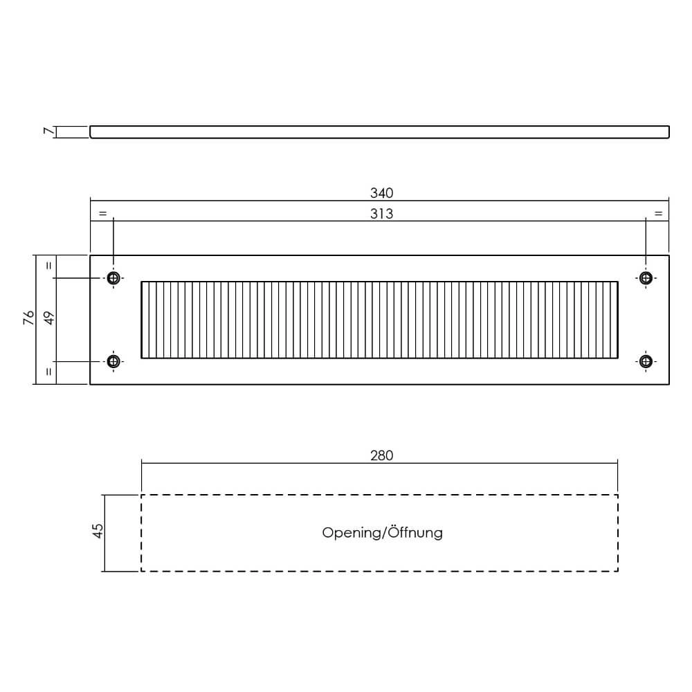 Zugluftschutz Posta gerade Messing getrommelt Intersteel 8714186676028