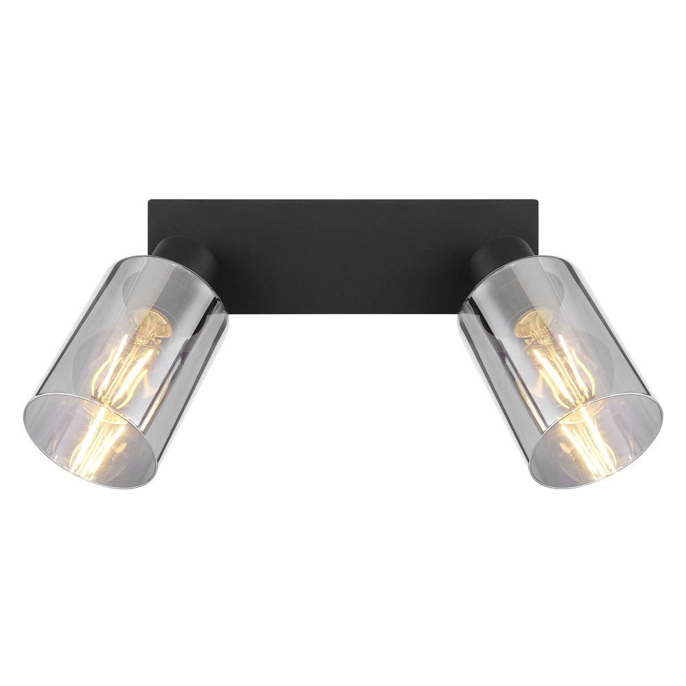 Deckenlampe Hadera 2-Licht Schwarz mit Rauchglas Globo 9007371440214