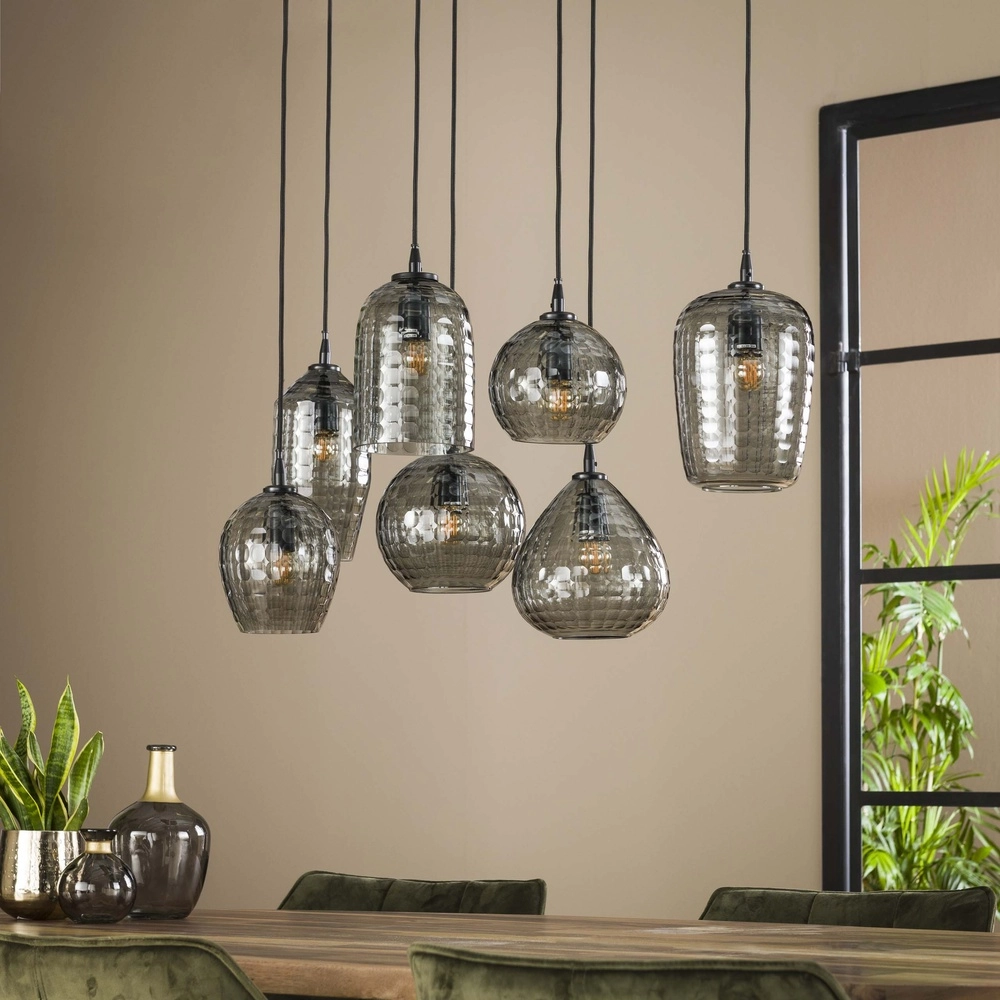 7-Licht Pendellampe Hexagon Rauchgläser Lyora 8716803511163