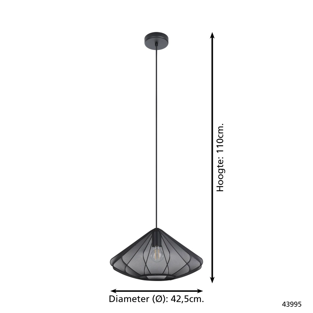 Pendellampe Ø 42 cm Dolwen Schwarz - Japandi Eglo 9002759439958
