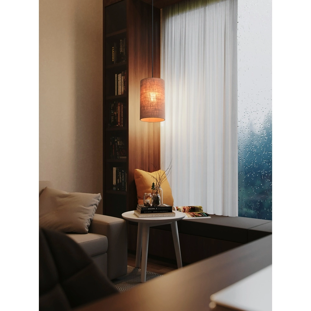 Pendellampe Lisbourg Schwarz mit beigefarbener Kapuze Masterlight