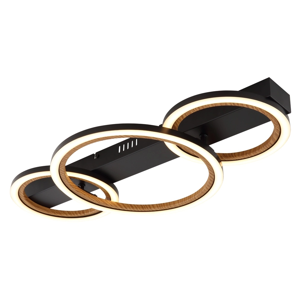 Deckenlampe Dakari I 3 schwarze Ringe