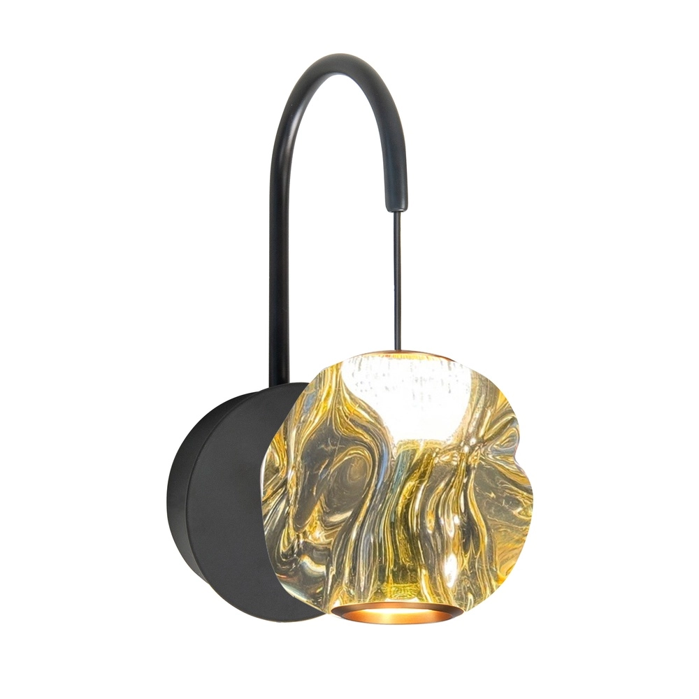 Wandleuchte Melina schwarz mit Braunglas