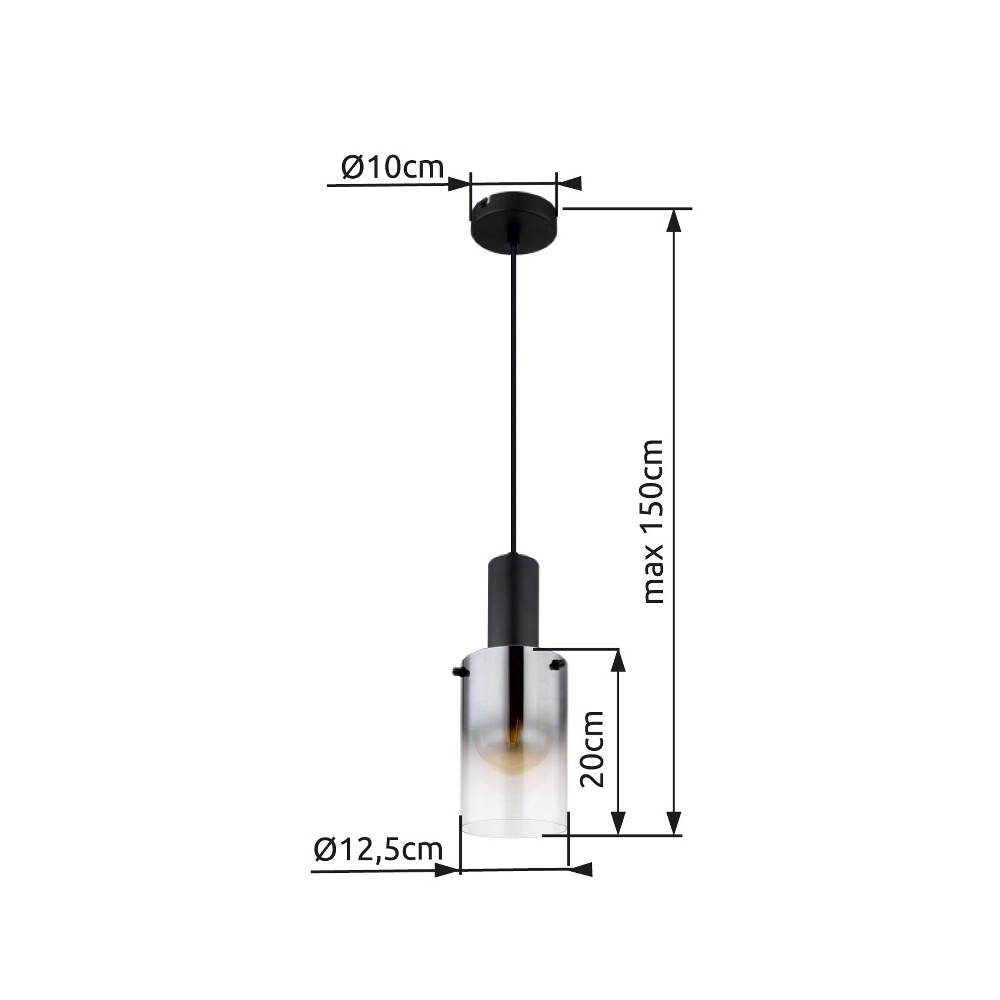 Einzelne Pendellampe Florentina Schwarzes Design Globo 9007371449149