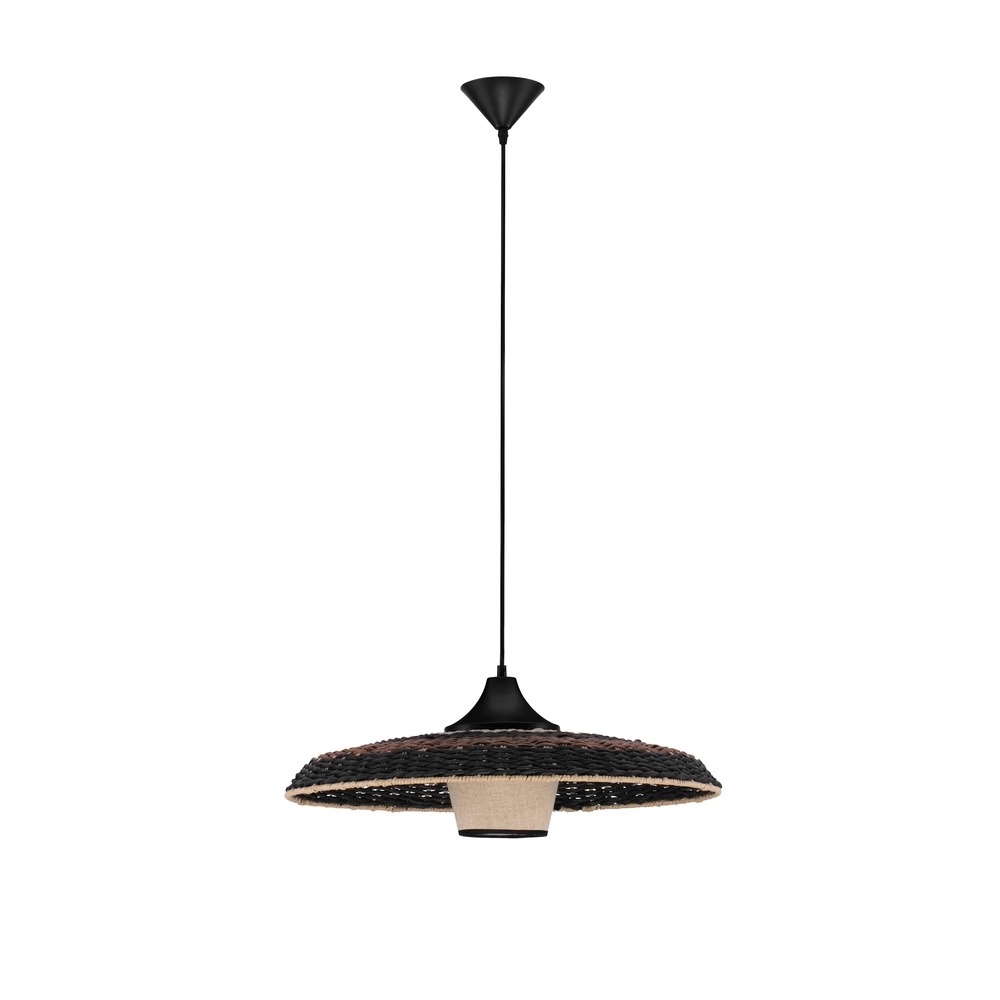 Pendelleuchte Capa schwarz mit Rattan Lyora 5212017452917