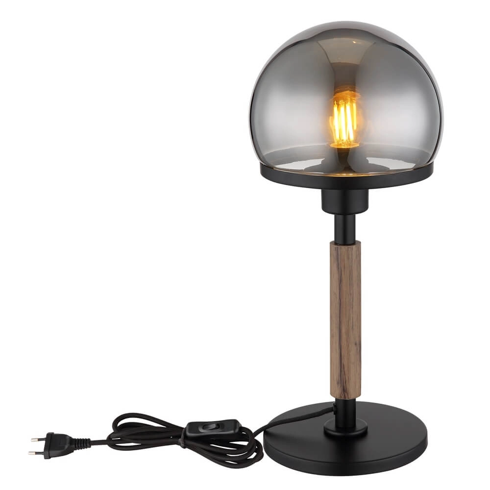 Tischlampe Haku schwarz mit Rauchglas Globo 9007371447695