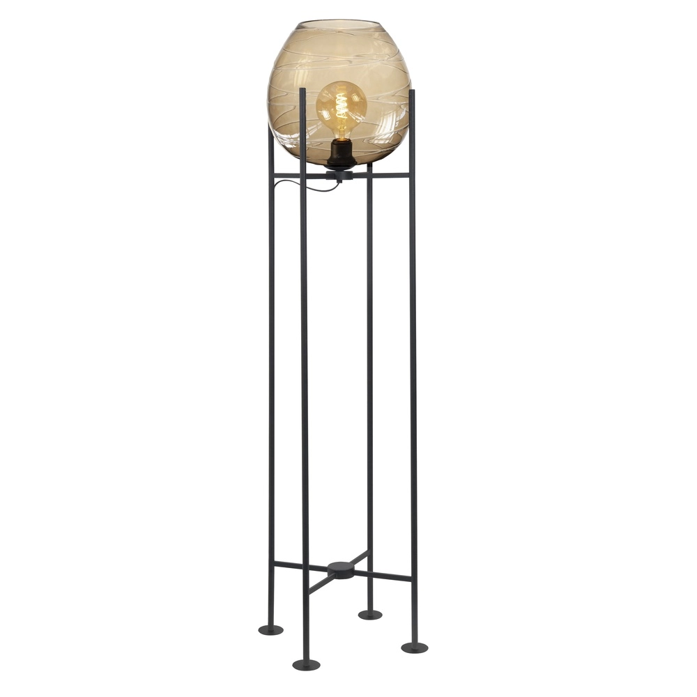 Stehlampe Fantasy schwarz mit Goldglas 140cm