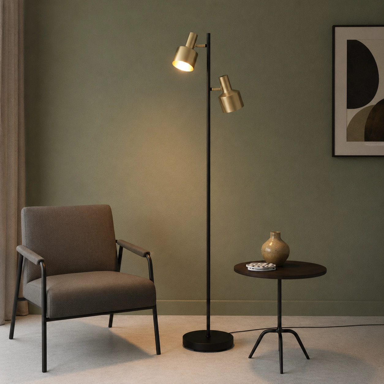 Stehlampe Twinkle schwarz mit gold