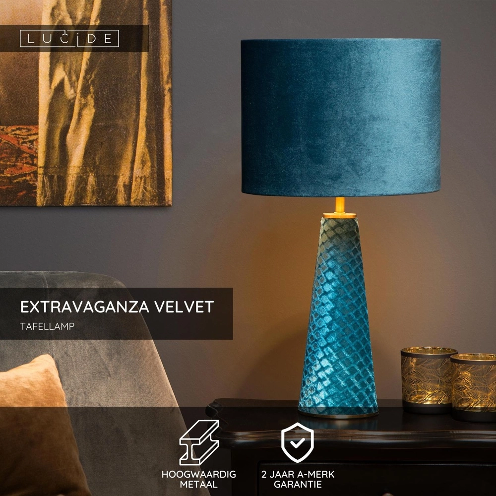 Tischlampe Extravaganza Velvet Blau Lucide 5411212105301