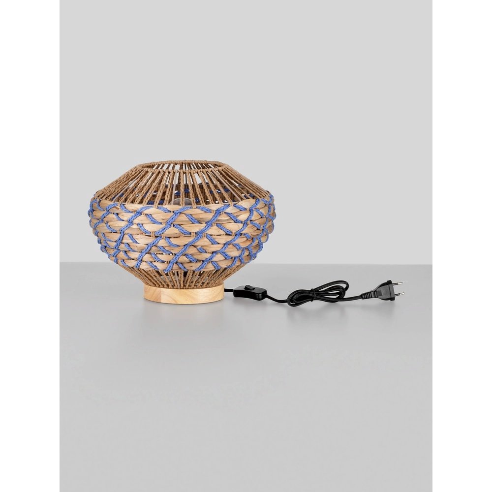 Tischlampe Mapi Ø 31cm blau mit braun Lyora 5212017477514