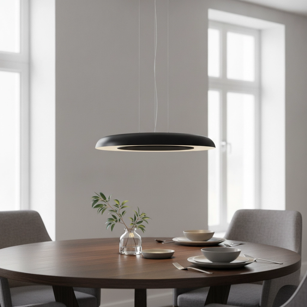 Moderne Pendelleuchte Epos Ø 60cm schwarz mit weiß