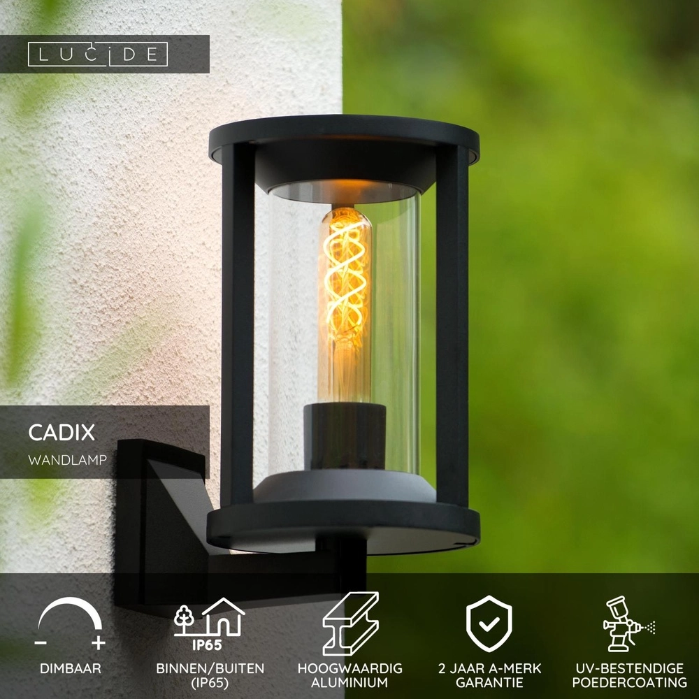 Vordertürlampe Cadix schwarzes IP65 Lucide 5411212151896