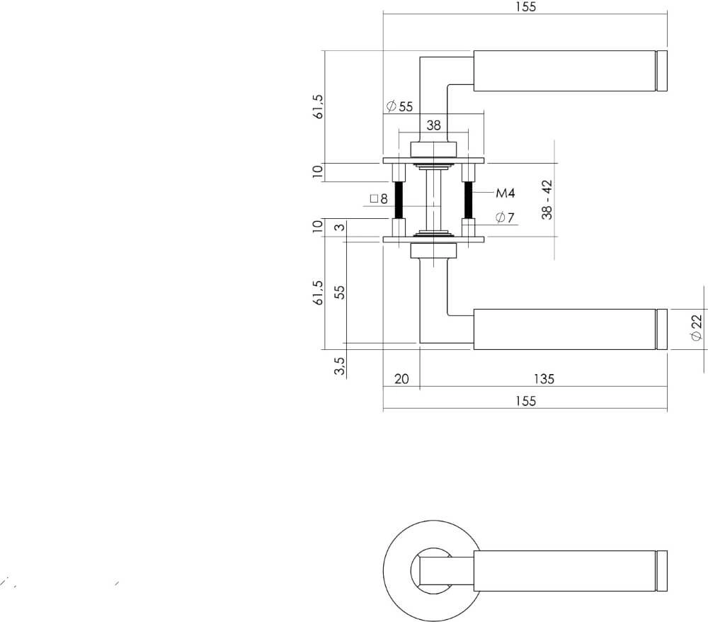 Türklinke Bau-Stil runde Magnetrosette Edelstahl Intersteel 8714186444412