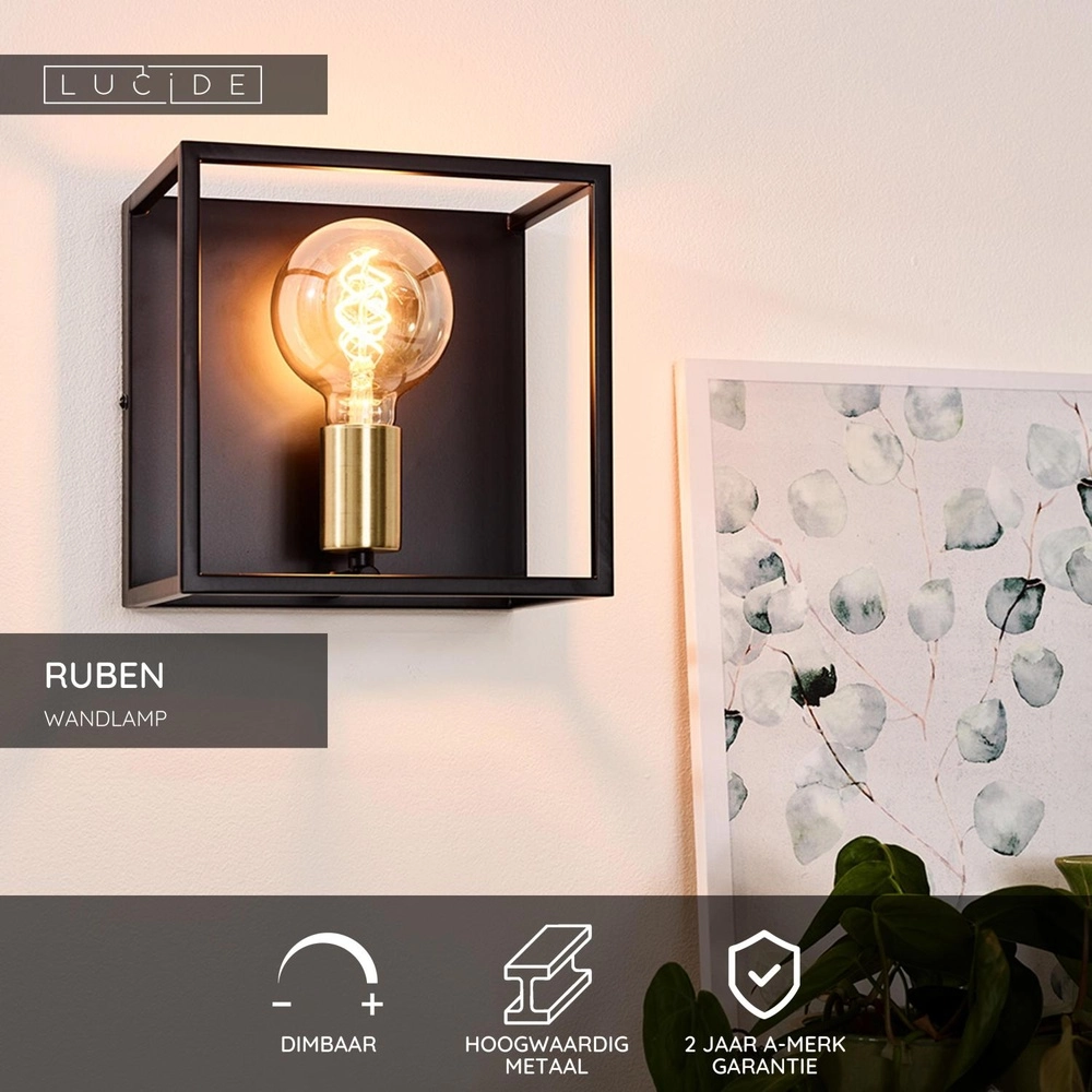 Wandlampe Ruben Schwarz Lucide 5411212000170