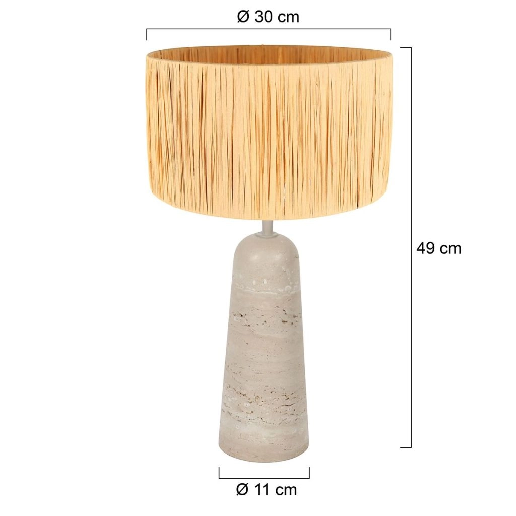 Steintischlampe Travino mit Strohschatten Ø30 cm Steinhauer 8712746183450