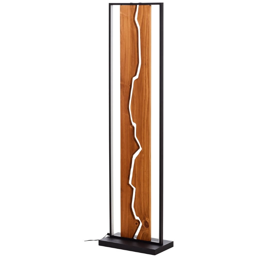 Designer-Stehleuchte Thunder schwarz mit Holz Brilliant 4004353435249