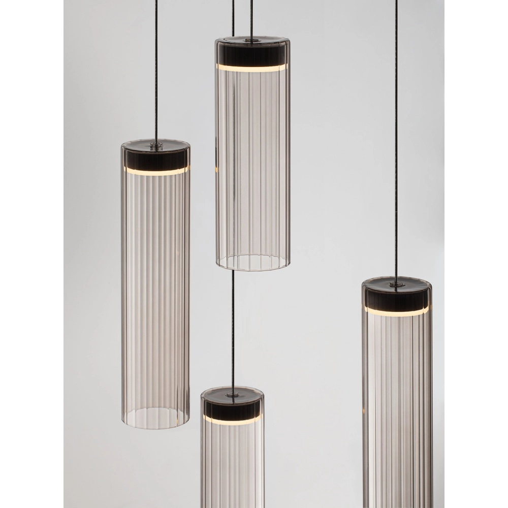 Design-Pendellampe Brielle Anthrazit mit Mokka-Glas 5-Lampen Lyora 5212017495426