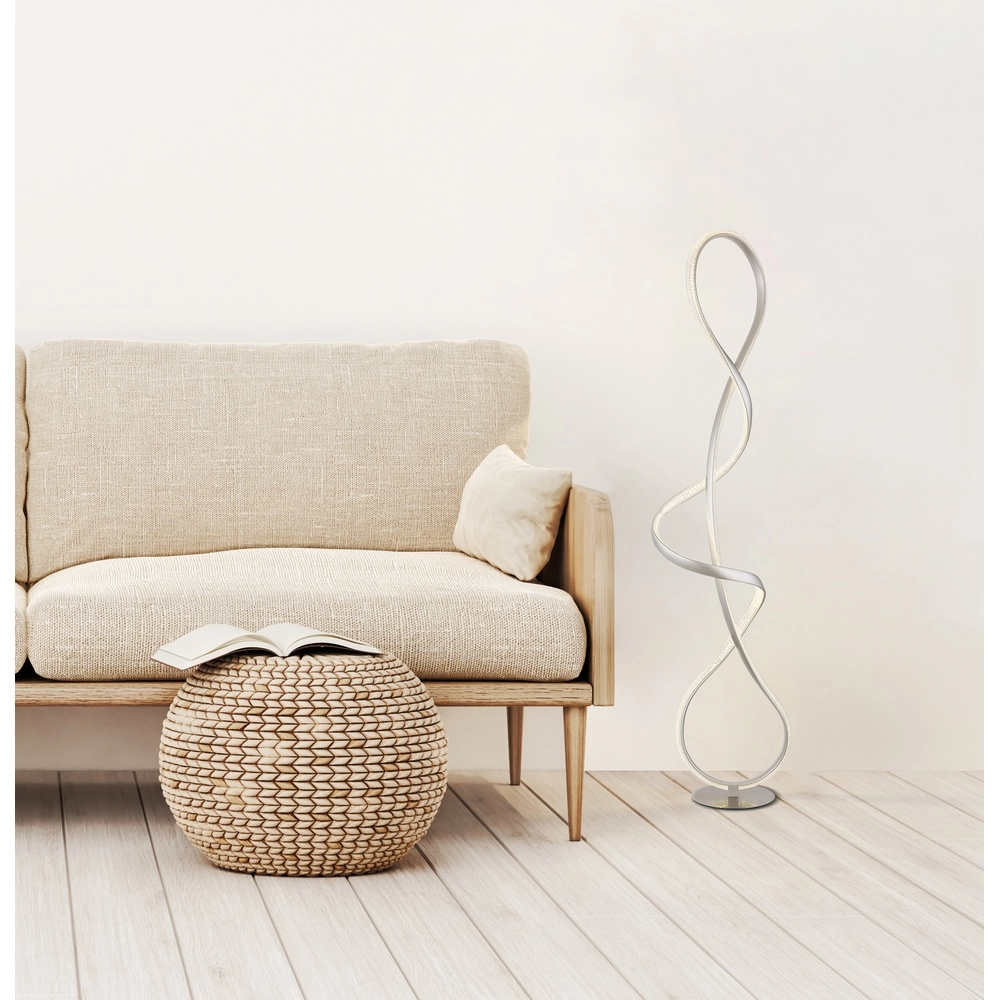 Nickel-Bodenlampe Swirl Moderne Zeit Globo 9007371509331