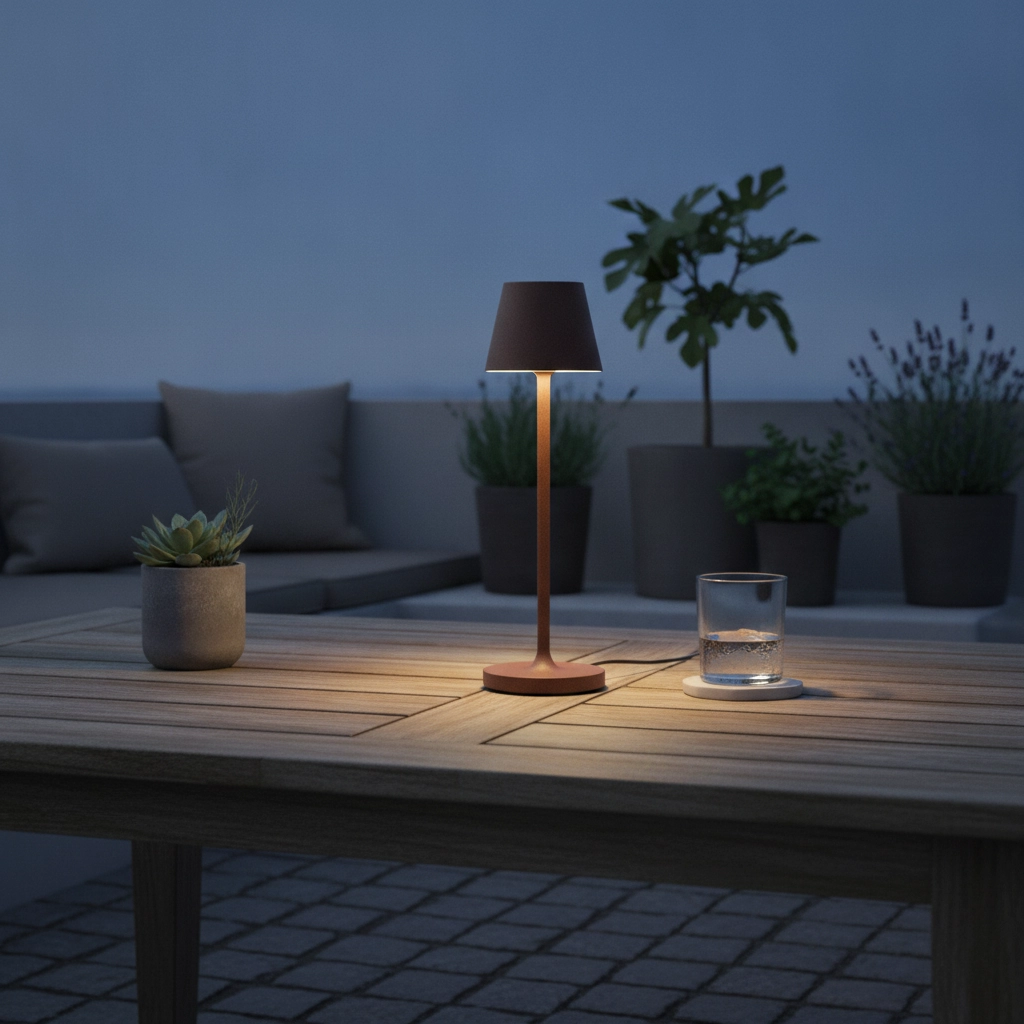 Tischlampe Petit Rostbraun wiederaufladbar