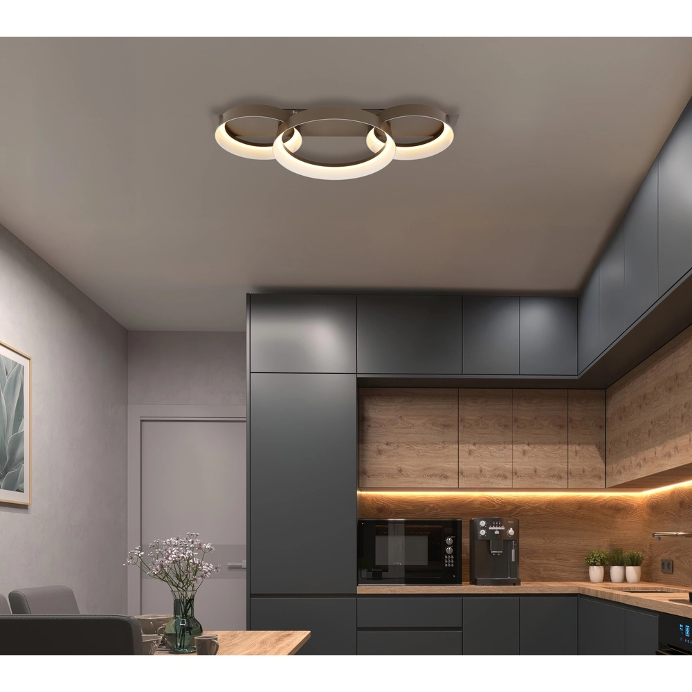Elegante Deckenlampe Syrakus Kaffeebraun 3 Ringe Globo 9007371576081