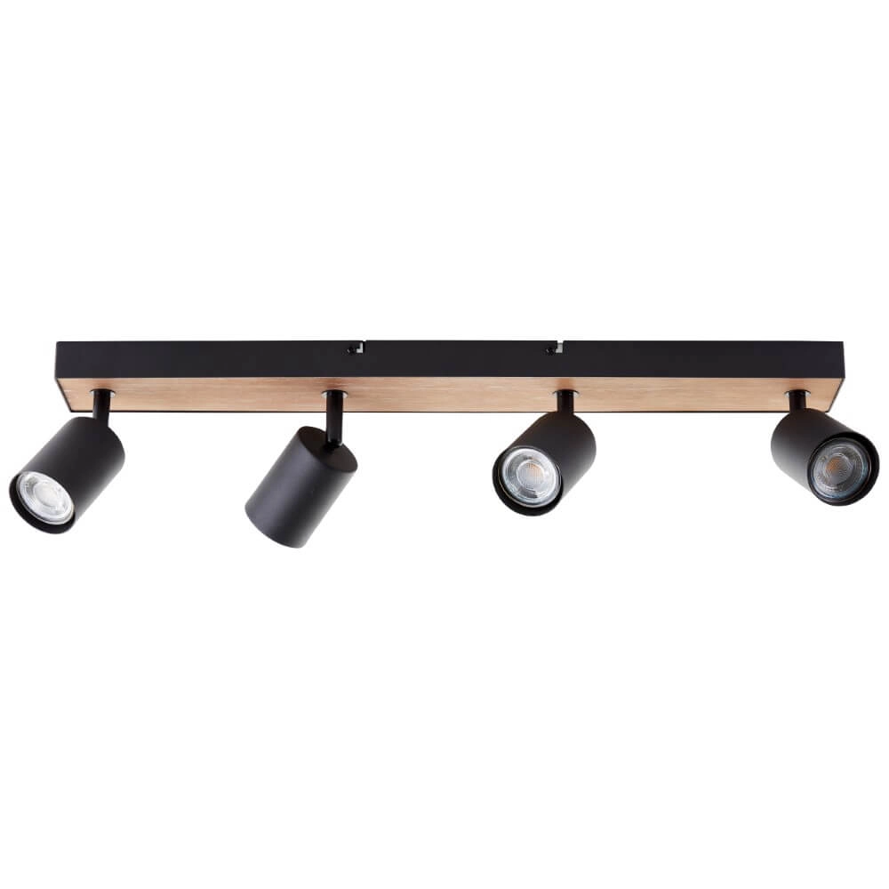4-flammige Lampe Jello Wood schwarz mit Holz Brilliant 4004353428401