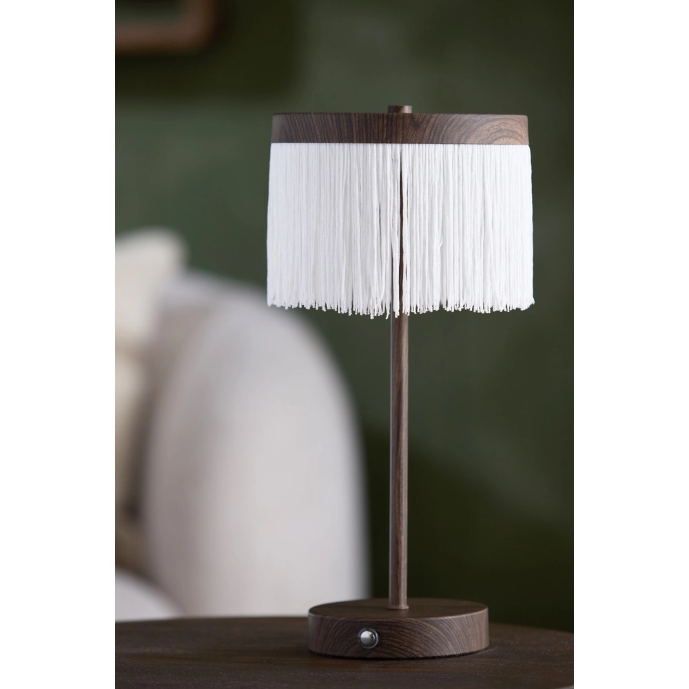 Wiederaufladbare Tischlampe Diny Walnuss-Look mit Weiß Light & Living 8717807816377