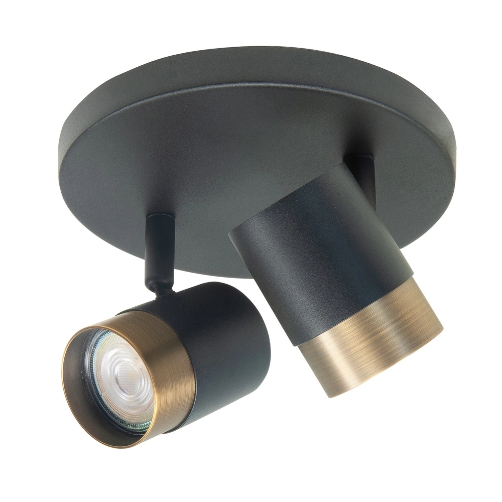 Spott Savona Schwarz mit Kupferbronze 2-flammig rund Highlight 8718379049576