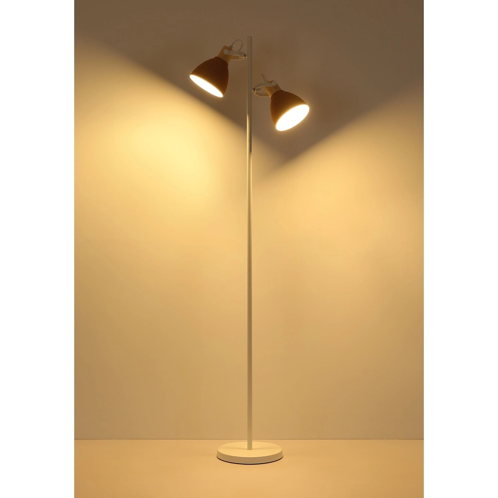 Stehlampe Lyndon Weiß mit Rattan Globo 9007371580903