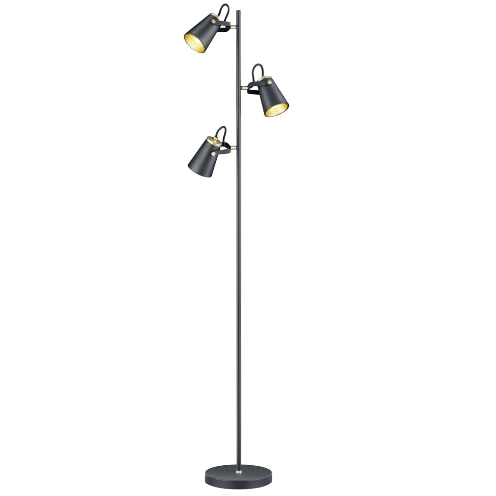 Leselampe Edward 3 Lichtschwarz mit gold Trio 4017807390148