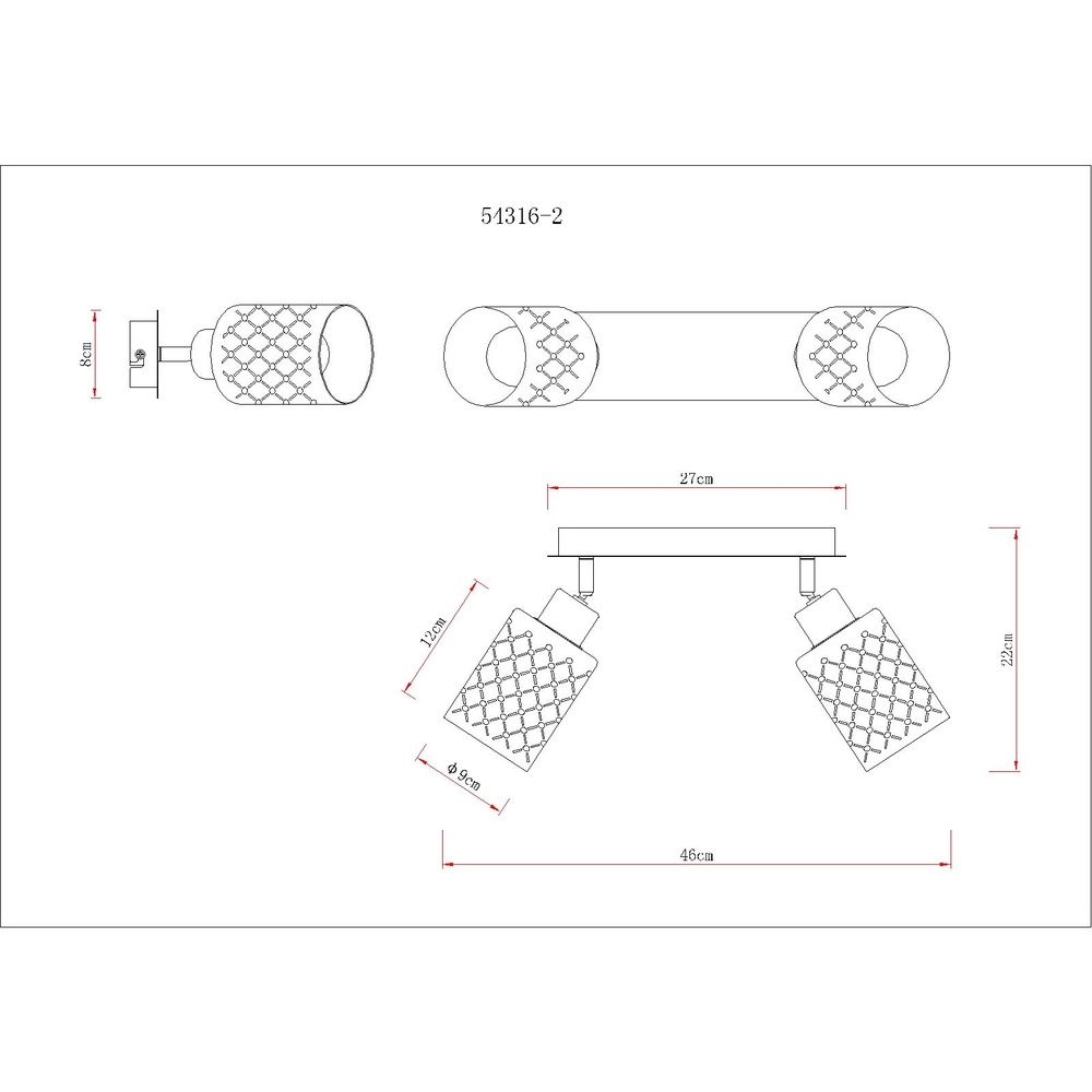 Design-Deckenlampe Alonso 2-Licht Schwarz Globo 9007371566259