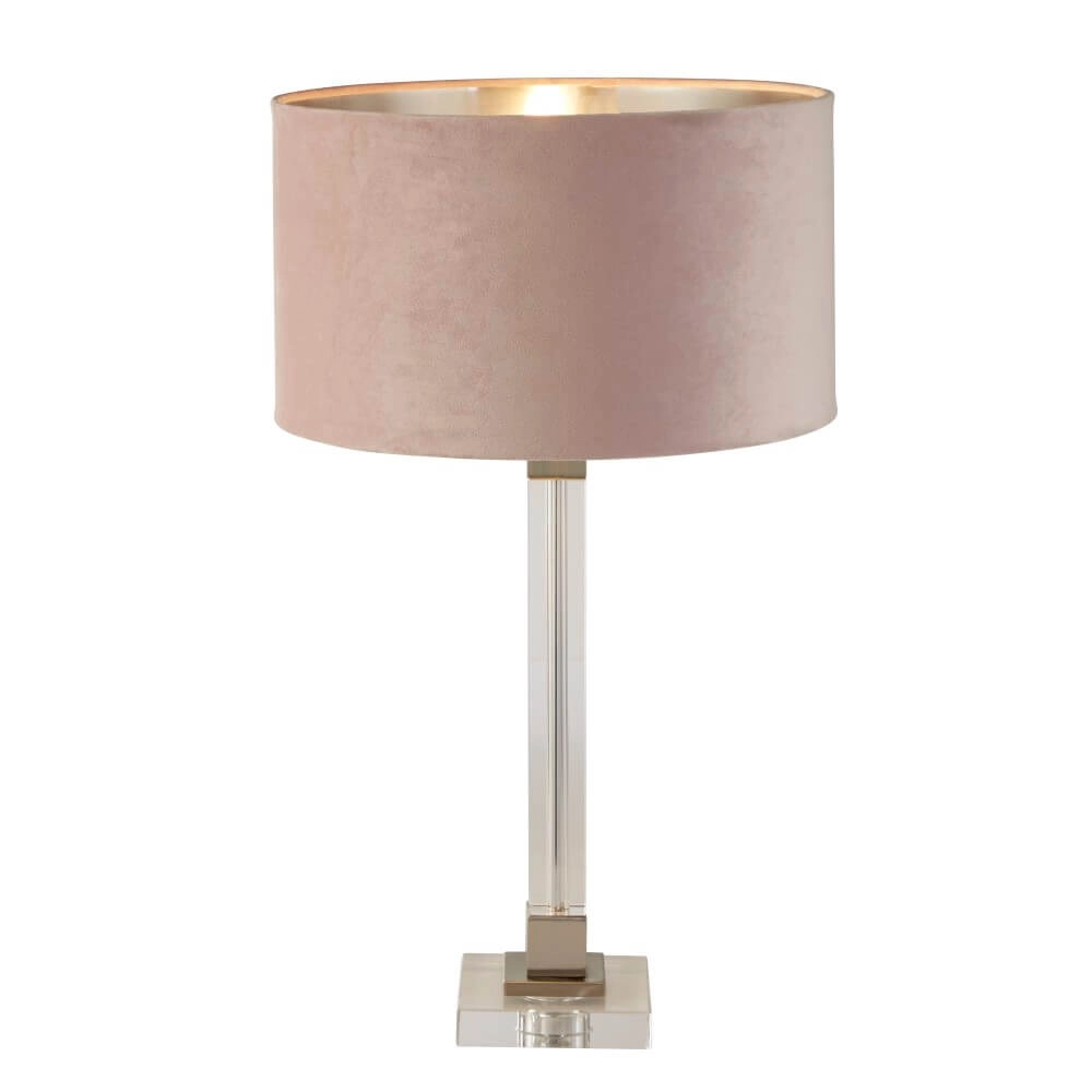 Designer-Tischlampe Scarborough Gold mit rosa Farbton Searchlight 5053423257082