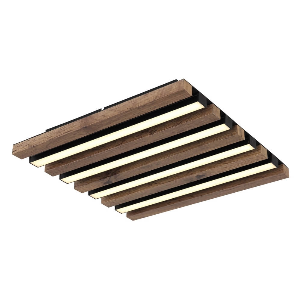 Deckenlampe Hayden schwarz mit Holz Quadrat 30cm